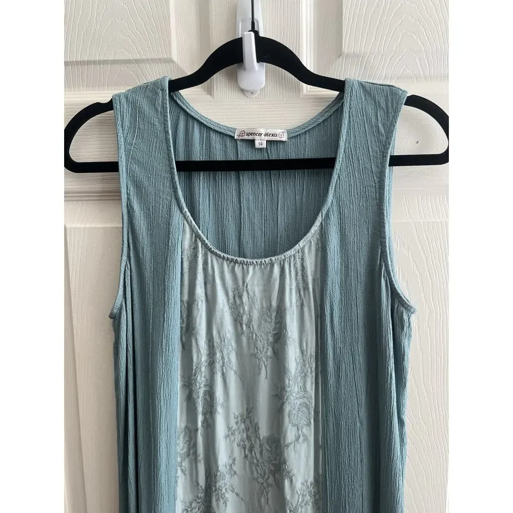 SPENCER ALEXIS Vintage 90s 2 Piece Mixed Media Maxi Dress Kaftan Sz 14 Whimsical